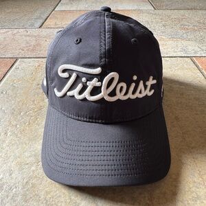 Titleist Footjoy Pro V1 Logo Black Golf Hat Cap Adjustable Strap Embossed